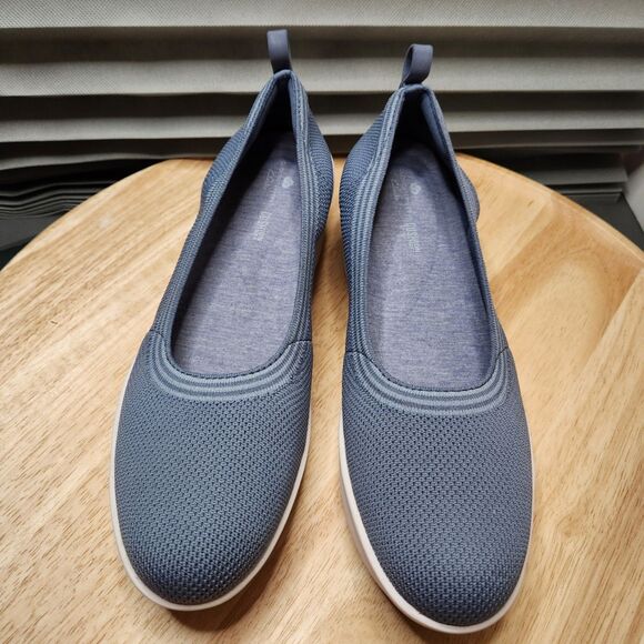 Clarks Cloudsteppers Step Rose Fern – Women’s 9W | Blue Slip-On Wedge - Picture 6 of 9